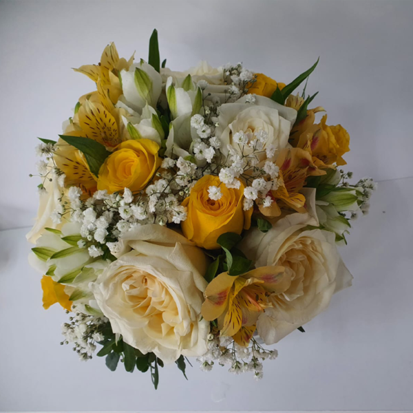 Buchet mireasă alb / galben